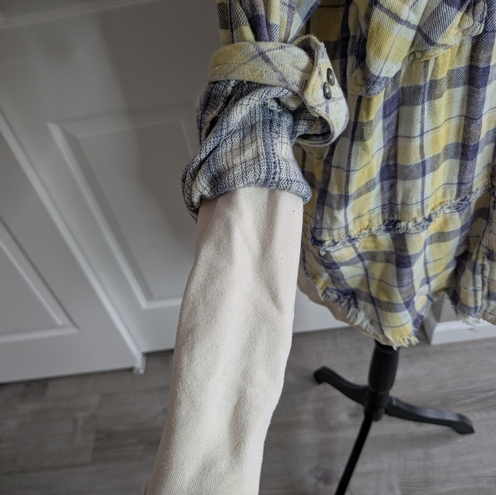 We The Free Yellow & Purple Plaid Hooded Utility Jacket - Picture 3 of 9